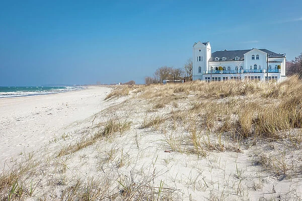 White villa on the beach of Heiligendamm, Mecklenburg-West Pomerania, Baltic Sea, Northern Germany, Germany