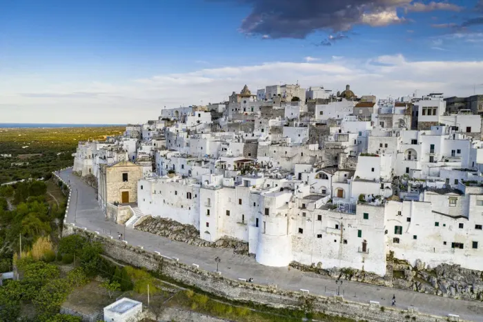Framed Print : Whitewashed houses of Ostuni old town, aerial view, province of Brindisi, Salento, Apulia Framed Print : Whitewashed houses of Ostuni old town, aerial view, province of Brindisi, Salento, Apulia