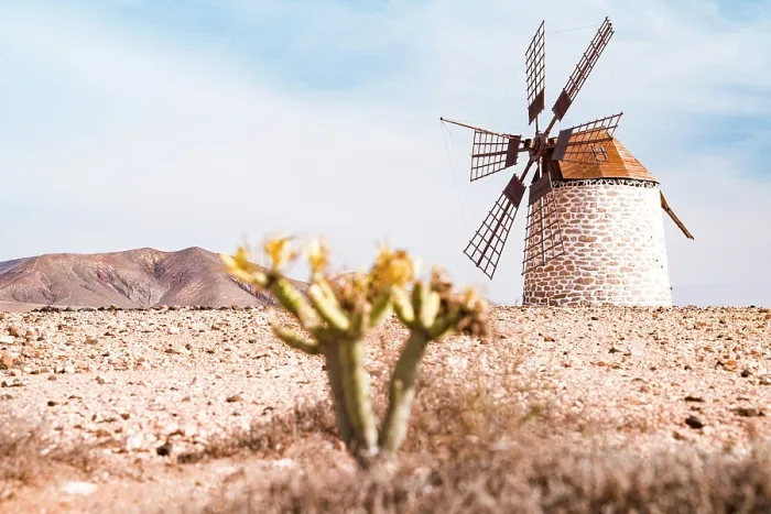 Framed Print : Whitewashed windmill in the desert landscape, Tefia, Fuerteventura, Canary Islands, Spain Framed Print : Whitewashed windmill in the desert landscape, Tefia, Fuerteventura, Canary Islands, Spain