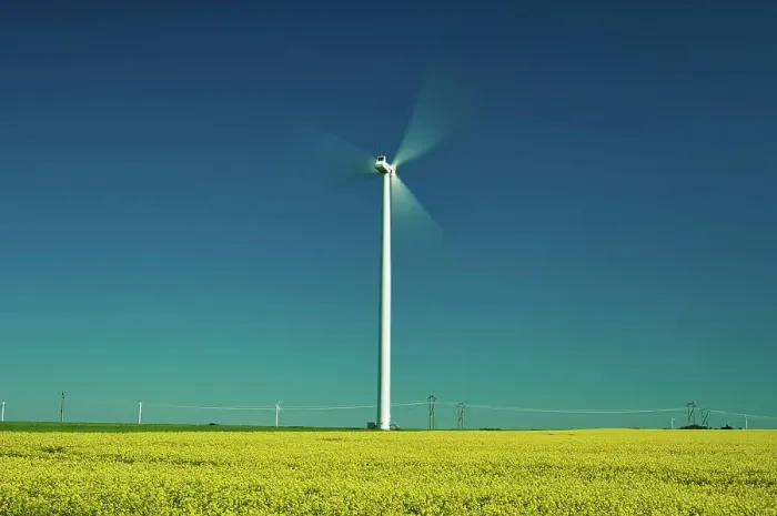 Framed Print : Wind turbines and canola crop Somerset, Manitoba, Canada