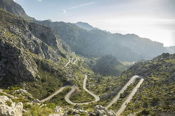 Winding road to Sa Calobra, Serra de Tramuntana, Mallorca, Balearic Islands, Spain
