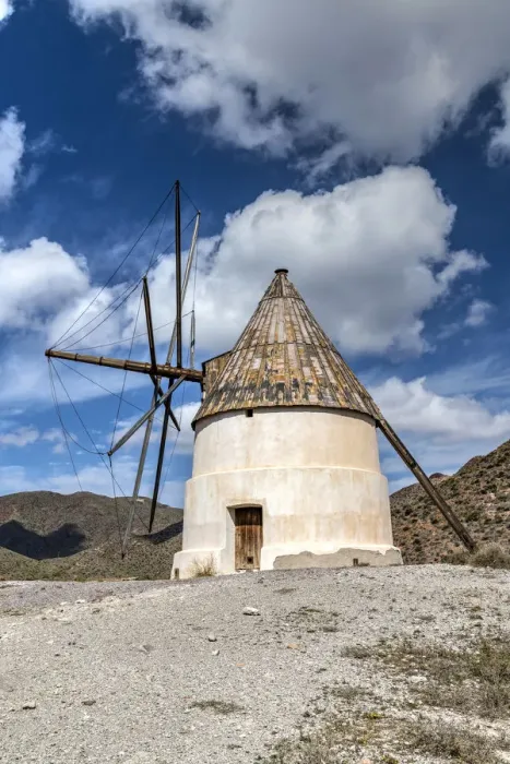 Framed Print : Windmill, Cabo de Gata, Almeria, Andalusia, Spain