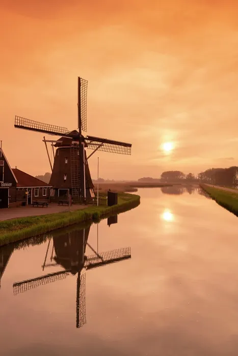 Framed Print : Windmill Reflecting in Dyke at Sunset, Oterleek, Holland, Netherlands Framed Print : Windmill Reflecting in Dyke at Sunset, Oterleek, Holland, Netherlands