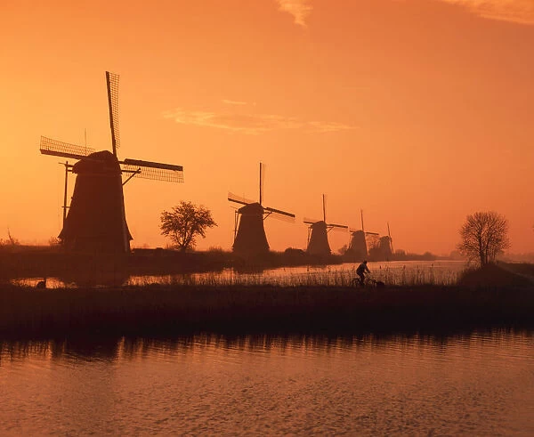 Windmill at Sunrise, Kinderdijk, Holland