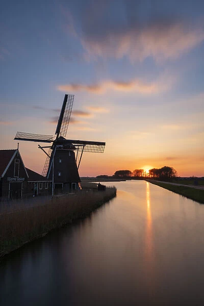 Windmill at Sunset, Oterleek, Holland, Netherlands