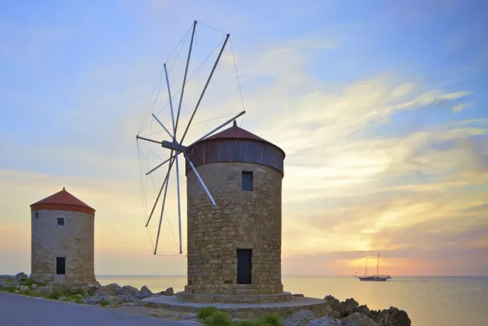 Framed Print : Windmills, Mandraki Harbour, Rhodes, Dodecanese, Greek Islands, Greece, Europe Framed Print : Windmills, Mandraki Harbour, Rhodes, Dodecanese, Greek Islands, Greece, Europe