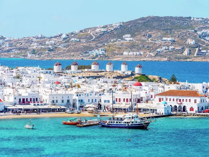 Framed Print : Windmills of Mykonos Cyclades Island, Greek Islands, Greece