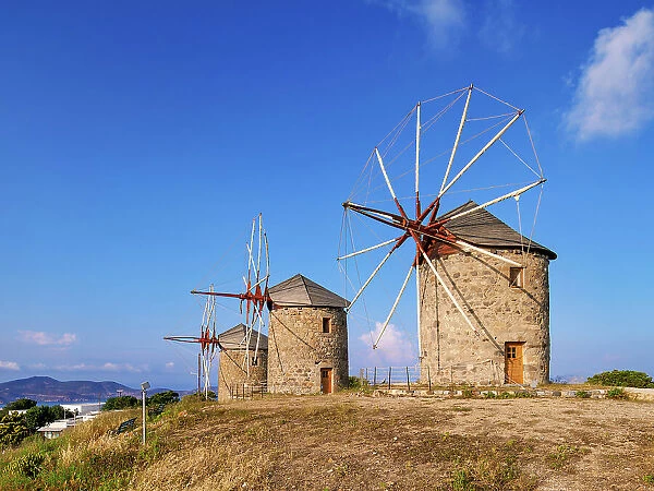 Windmills of Patmos Chora, Patmos Island, Dodecanese, Greece