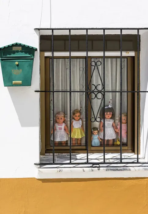 Framed Print : A window with dolls, Olivenza, Badajoz, Extremadura, Spain Framed Print : A window with dolls, Olivenza, Badajoz, Extremadura, Spain