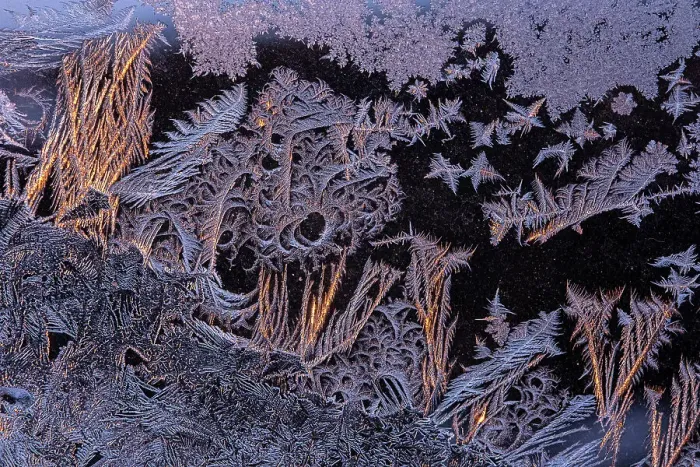Framed Print : WIndow frost pattern at sunset, Winnipeg, Manitoba, Canada Framed Print : WIndow frost pattern at sunset, Winnipeg, Manitoba, Canada