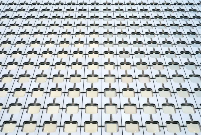 Framed Print : Windows of high-rise office building in La Defense business district, Paris