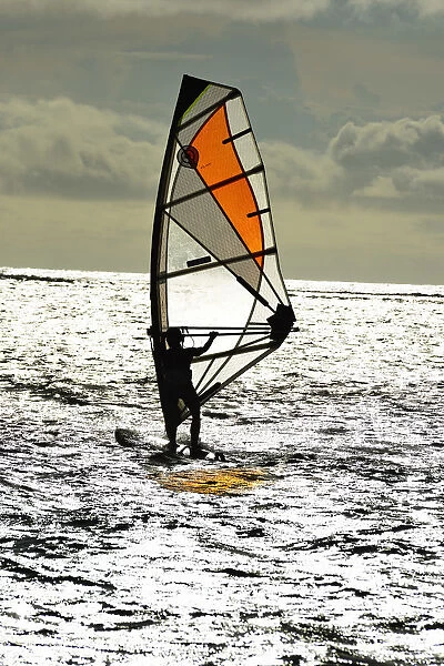 Windsurfing off the Le Morne Peninsula, Mauritius, Indian Ocean