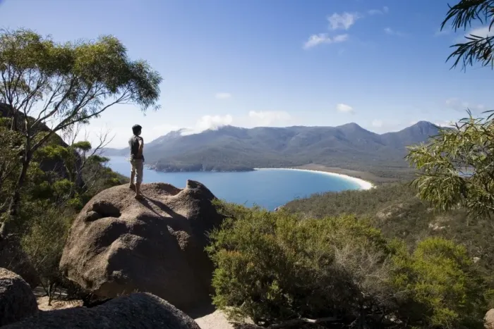 Framed Print : Wineglass Bay lookout on the Freycinet Peninsula Framed Print : Wineglass Bay lookout on the Freycinet Peninsula