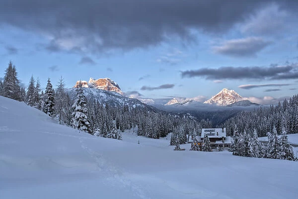 Winter at Duran pass, Belluno, Veneto, Italy