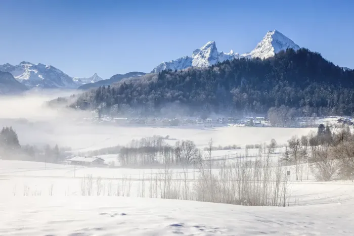 Framed Print : Winter landscape near Berchtesgaden with Watzmann, Upper Bavaria, Bavaria, Germany Framed Print : Winter landscape near Berchtesgaden with Watzmann, Upper Bavaria, Bavaria, Germany
