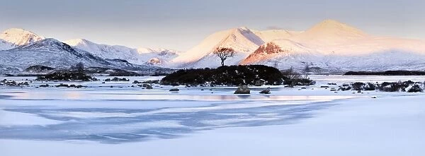 Winter morning on Lochan na h-Achlaise, Glencoe, Scotland, UK