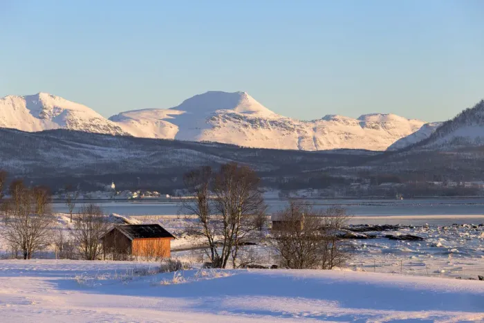 Framed Print : Winter panorama around Gibostad. Gibostad, Gisundet, Senja, Norway, Europe Framed Print : Winter panorama around Gibostad. Gibostad, Gisundet, Senja, Norway, Europe