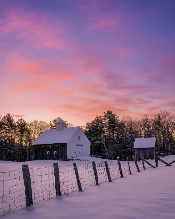 Framed Print : Winter sunrise at Muster Field Farm, North Sutton, New Hampshire, USA Framed Print : Winter sunrise at Muster Field Farm, North Sutton, New Hampshire, USA