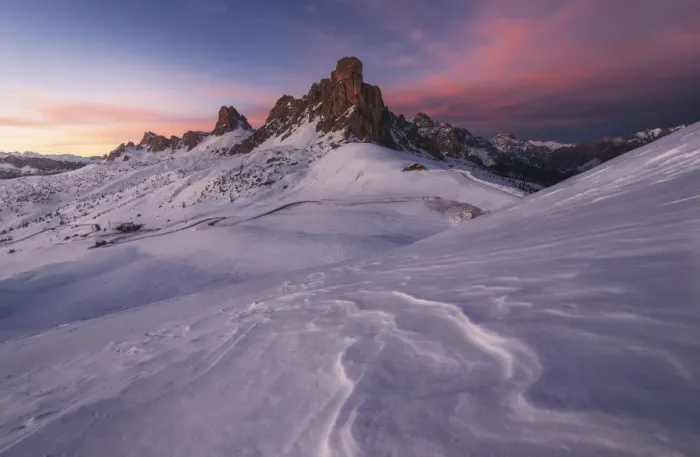Framed Print : Winter sunset at the Giau Pass, Dolomites, Italy Framed Print : Winter sunset at the Giau Pass, Dolomites, Italy