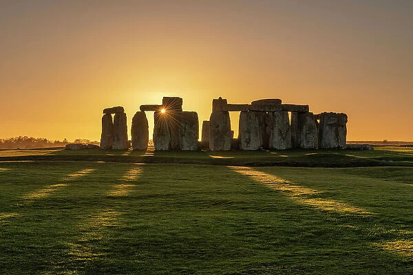 Winter sunset at Stonehenge in Wiltshire, England. Winter (February) 2023