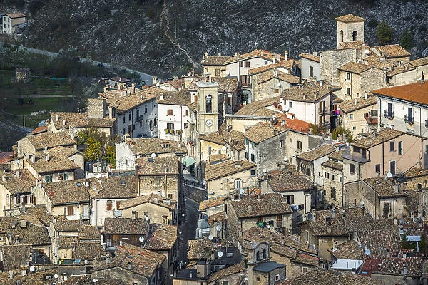 Winter view of authentic medieval villages from above. Scanno, province of L Aquila