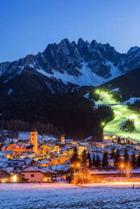 Framed Print : Winter view at dusk over Innichen - San Candido, Alto Adige - South Tyrol, Italy Framed Print : Winter view at dusk over Innichen - San Candido, Alto Adige - South Tyrol, Italy