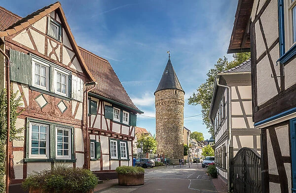Witch Tower and historic old town of Bad Homburg vor der Hohe, Taunus, Hesse, Germany