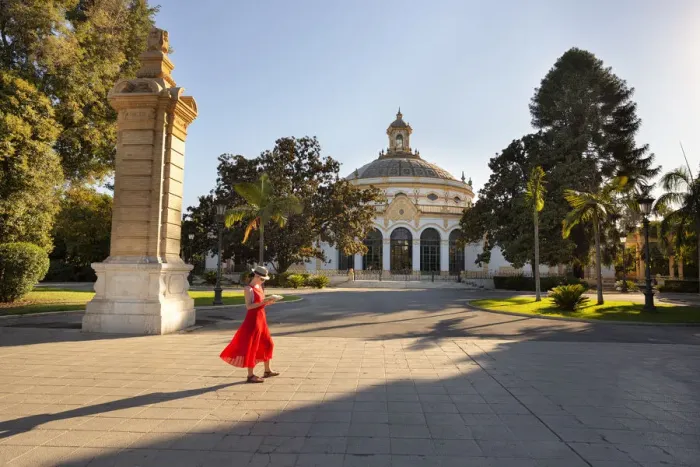 Framed Print : A woman in fron of Teatro Lope de Vega (Lope de Vega Theatre), Maria Luisa Park, Seville Framed Print : A woman in fron of Teatro Lope de Vega (Lope de Vega Theatre), Maria Luisa Park, Seville