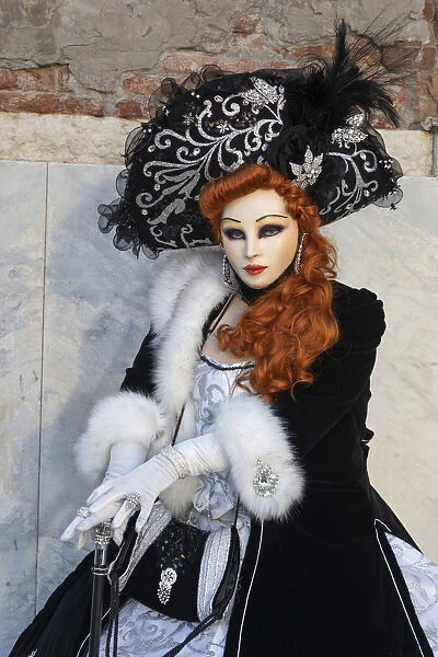 A woman poses during the Venice Carnival, Venice; veneto; Italy