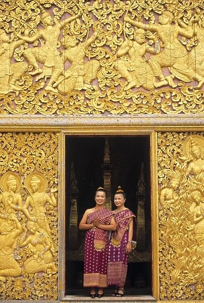 Two Woman at temple doorway