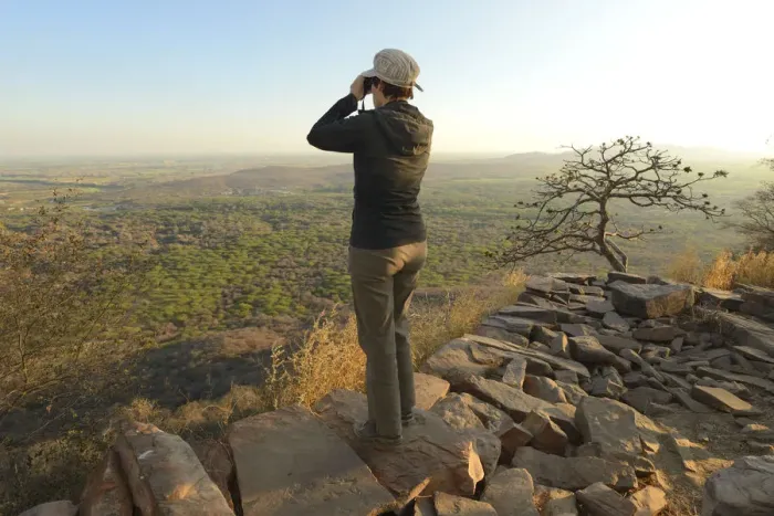 Framed Print : woman tourist enjoying the view of Ranthambore National Park, Rajasthan, India, Asia MR Framed Print : woman tourist enjoying the view of Ranthambore National Park, Rajasthan, India, Asia MR