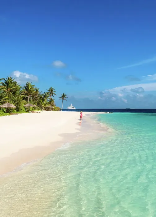 Framed Print : Woman walking on a sandy beach, Baa Atoll, Maldives Framed Print : Woman walking on a sandy beach, Baa Atoll, Maldives