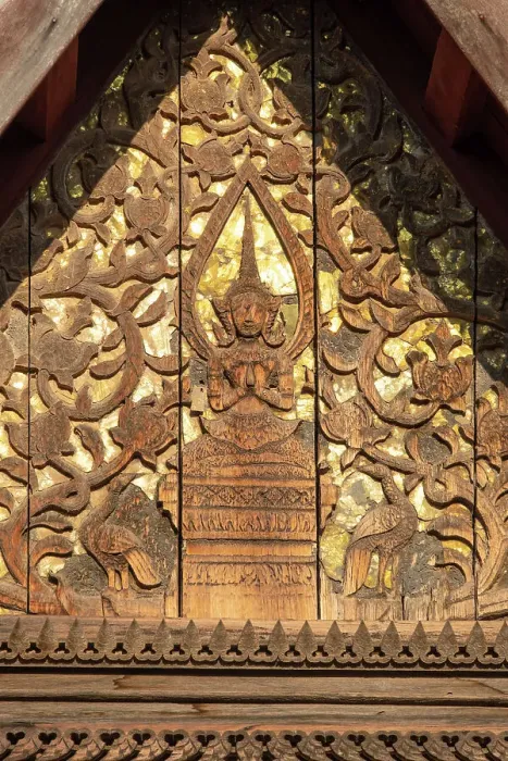 Framed Print : Detail of wood carving on Wat Sisaket, Vientiane (capital city), Laos Framed Print : Detail of wood carving on Wat Sisaket, Vientiane (capital city), Laos