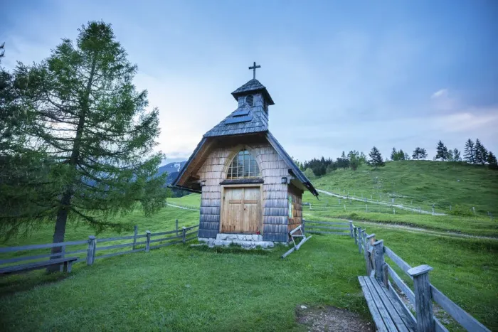 Framed Print : Wooden chapel near Lake Bohinj, Slovenia Framed Print : Wooden chapel near Lake Bohinj, Slovenia
