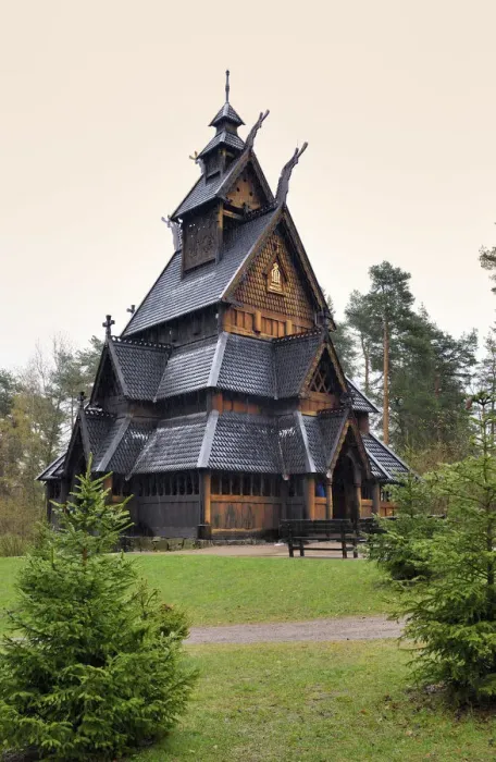 Framed Print : Wooden church (Stavkirke) dating back to the 13th century at the Norwegian Museum