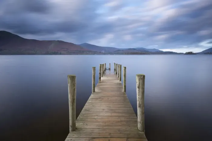 Framed Print : Wooden jetty at Ashness on Derwent Water, Lake District National Park, Cumbria, England Framed Print : Wooden jetty at Ashness on Derwent Water, Lake District National Park, Cumbria, England