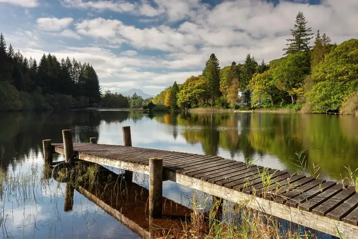 Framed Print : Wooden jetty on Loch Ard in the Loch Lomond and the Trossachs National Park, Scotland, UK Framed Print : Wooden jetty on Loch Ard in the Loch Lomond and the Trossachs National Park, Scotland, UK