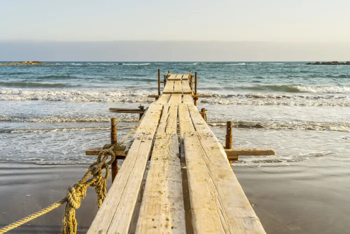 Framed Print : Wooden jetty at Zapallo Bay, Limassol, Cyprus Framed Print : Wooden jetty at Zapallo Bay, Limassol, Cyprus
