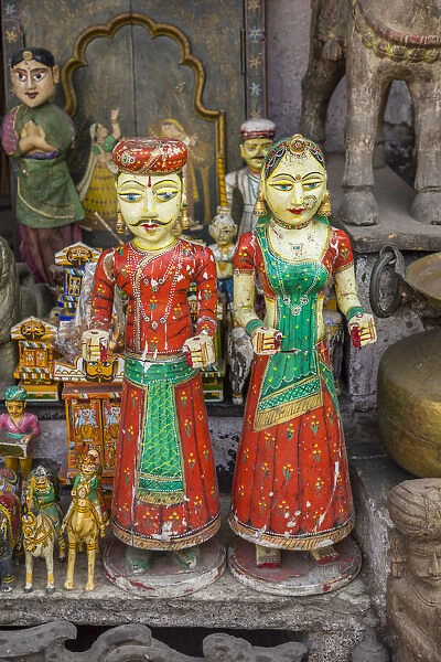 Wooden Rajasthani figures, Udaipur, Rajasthan, India