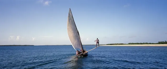 Framed Print : A wooden sailing boat off Lamu Island
