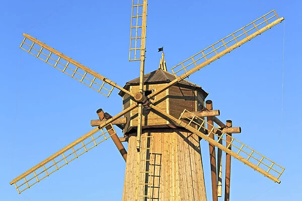 Wooden windmill near the New Jerusalem monastery, Istra, Moscow region, Russia