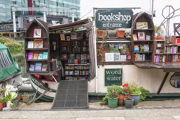 Word on the Water - a bookstore on a canal barge, Regents Canal, London, England