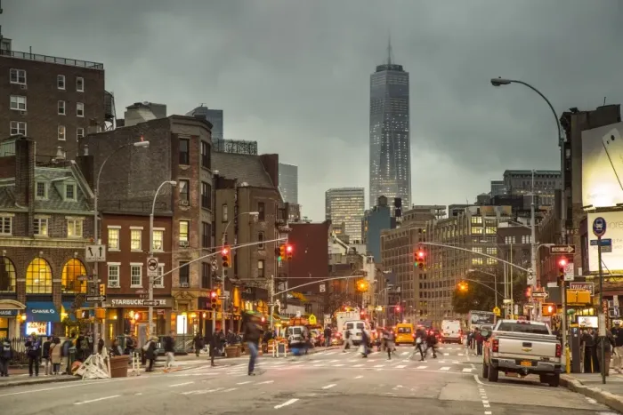 Framed Print : One World Trade Center from 7th Avenue, Greenwich Village, Manhattan, New York City