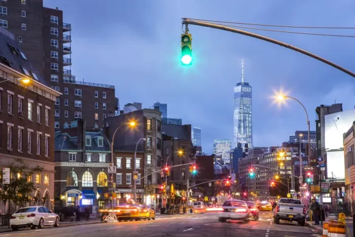 Framed Print : One World Trade Center from 7th Avenue, Greenwich Village, Manhattan, New York City Framed Print : One World Trade Center from 7th Avenue, Greenwich Village, Manhattan, New York City