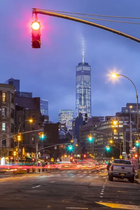 Framed Print : One World Trade Center from 7th Avenue, Greenwich Village, Manhattan, New York City Framed Print : One World Trade Center from 7th Avenue, Greenwich Village, Manhattan, New York City