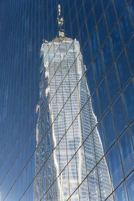 Framed Print : One World Trade Center or Freedom Tower reflected in a glassy building, Lower Manhattan Framed Print : One World Trade Center or Freedom Tower reflected in a glassy building, Lower Manhattan