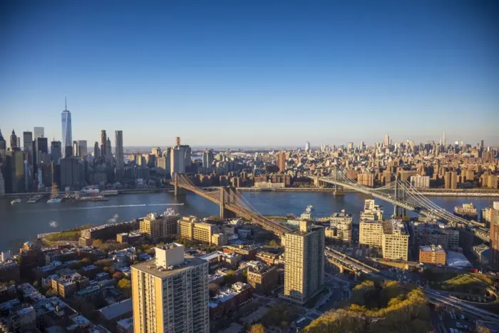 Framed Print : One World Trade Center, Manhattan and Brooklyn Bridges, Manhattan, New York City