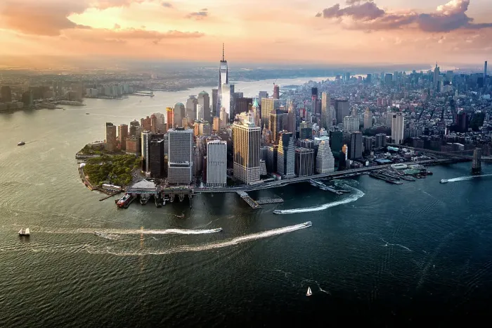Framed Print : One World Tradecenter, Freedomtower Aerial View over New York City Manhattan, New York, USA Framed Print : One World Tradecenter, Freedomtower Aerial View over New York City Manhattan, New York, USA