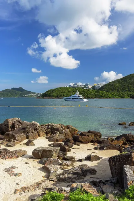 Framed Print : Yacht moored off Trio Beach, Sai Kung, Hong Kong Framed Print : Yacht moored off Trio Beach, Sai Kung, Hong Kong