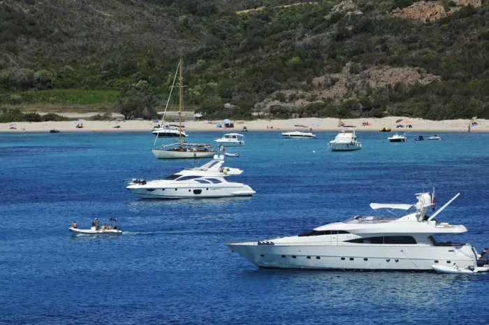 Framed Print : Yachts, Golf di Rondinara, Corsica, France